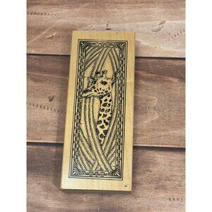 RARE HTF TAYLORED ARTWORK GIRAFFE WOOD MOUNTED RUBBER BLOCK STAMP